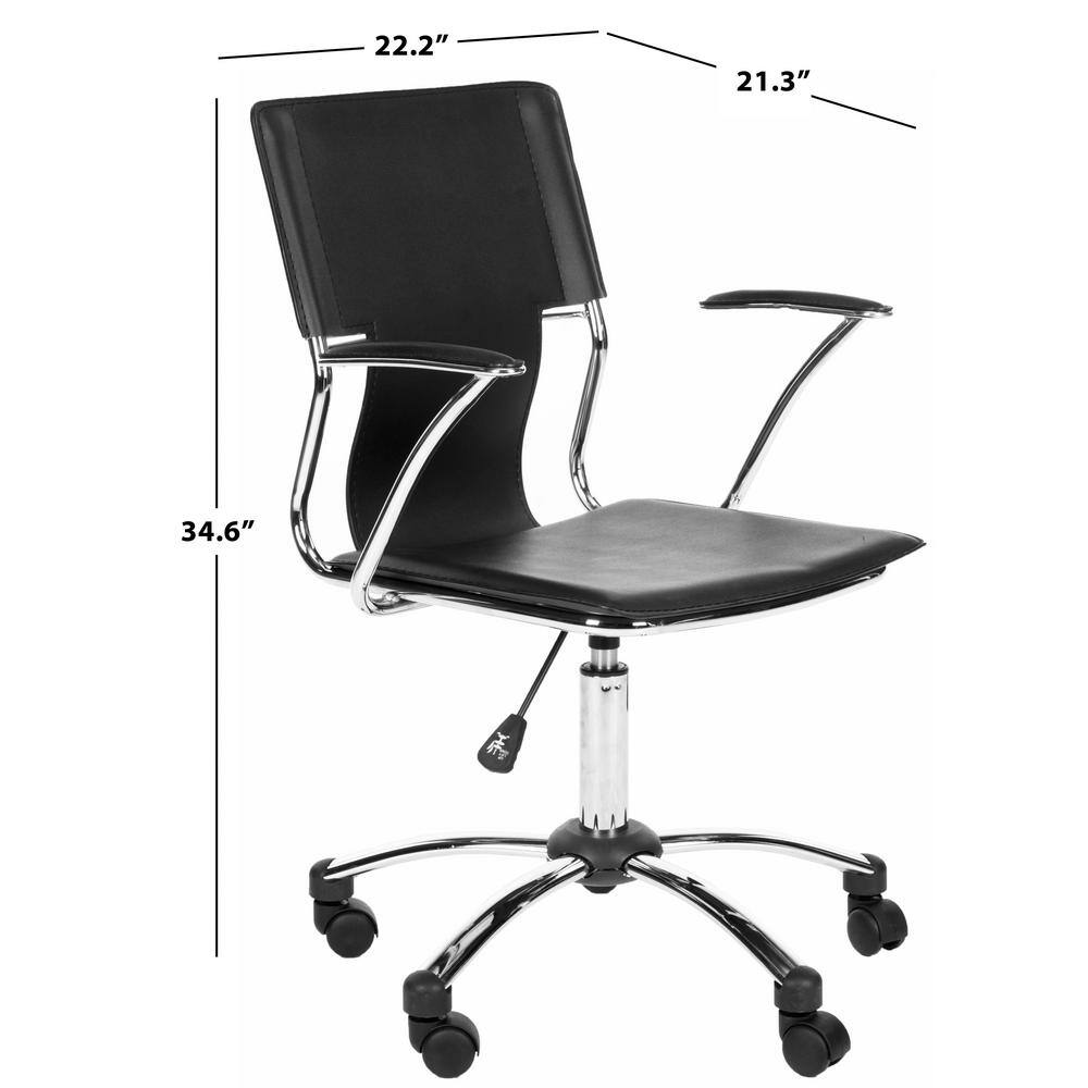Transitional Kyler Black Leather & Metal Desk Chair