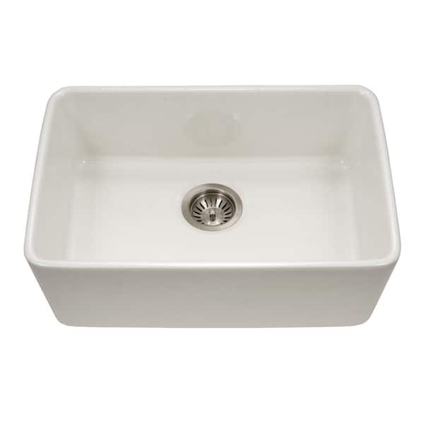 Houzer Platus 24 in. Biscuit Fireclay Undermount Single Bowl Kitchen Sink - PTU-2400 BQ