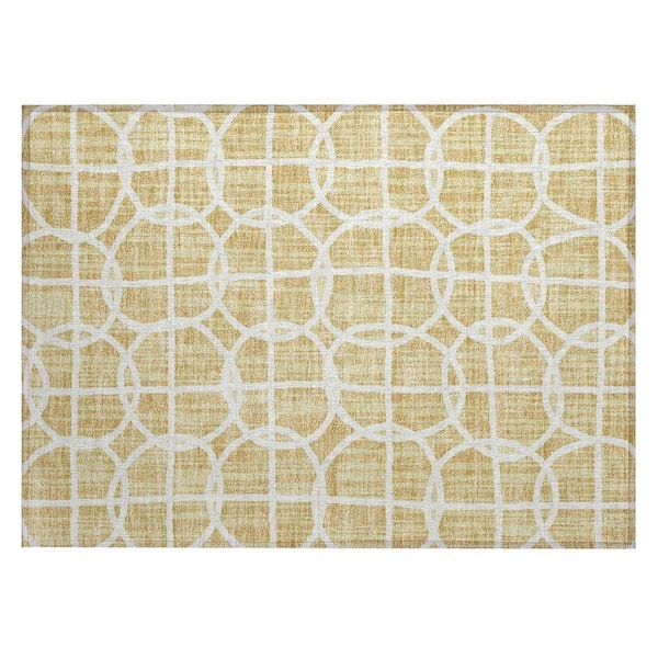 Chantille Machine Washable Indoor/Outdoor Abstract ACN2769 Gold 3 ft. x 4 ft. Area Rug