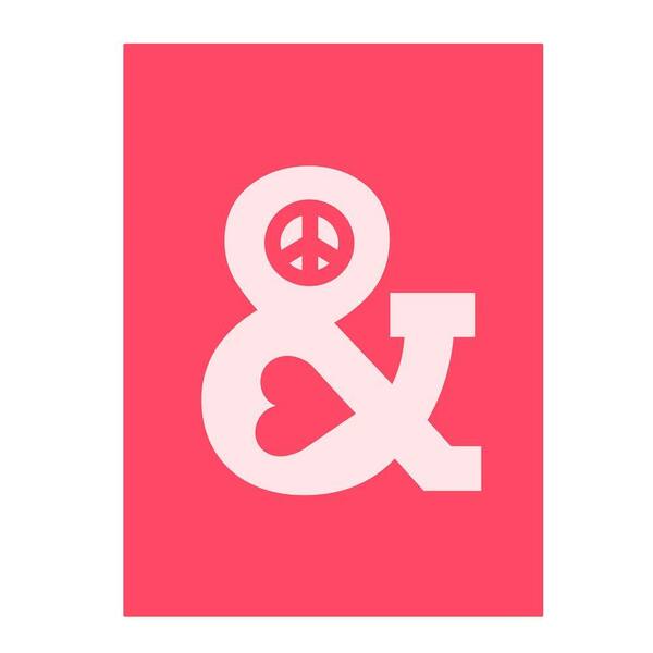 Trademark Fine Art 32 in. x 22 in. Peace and Love Pink Canvas Art