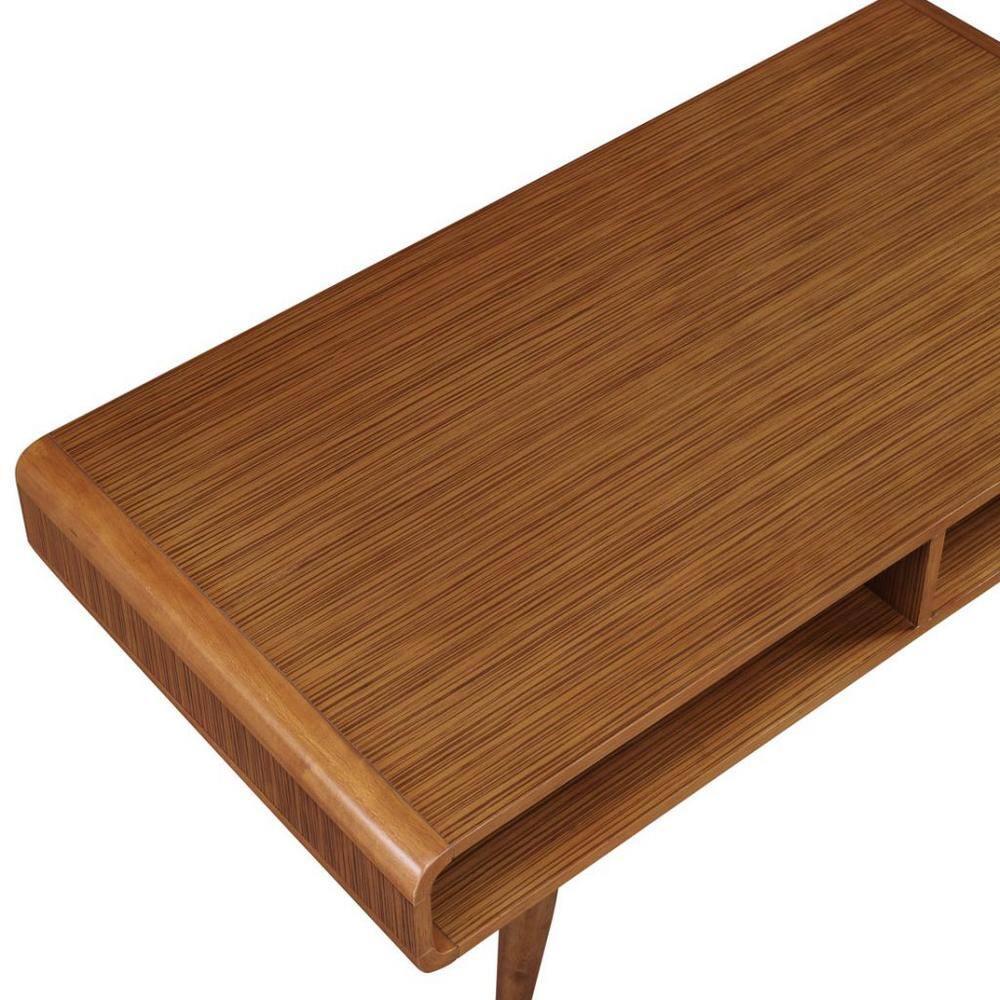 Zambrano Wood Round Chic Coffee Table with Open Storage