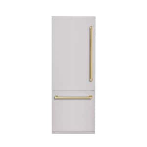 Bold 30 in. 11.5 Cu.Ft. Counter-Depth Built-in Bottom Mount Refrigerator, LH-Hinge in Stainless Steel with Brass Trim