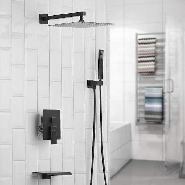 Single Handle 3-Spray Shower Faucet 2.5 Gpm with 180° Swivel, Adjustable Flow Rate in Matte Black