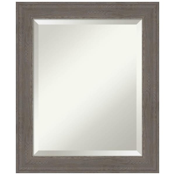 Amanti Art Medium Rectangle Alta Brown Grey Beveled Glass Casual Mirror (24.5 in. H x 20.5 in. W)