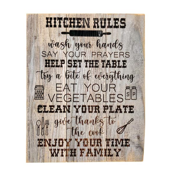 Del Hutson Designs Kitchen Rules Reclaimed Wood Decorative Sign