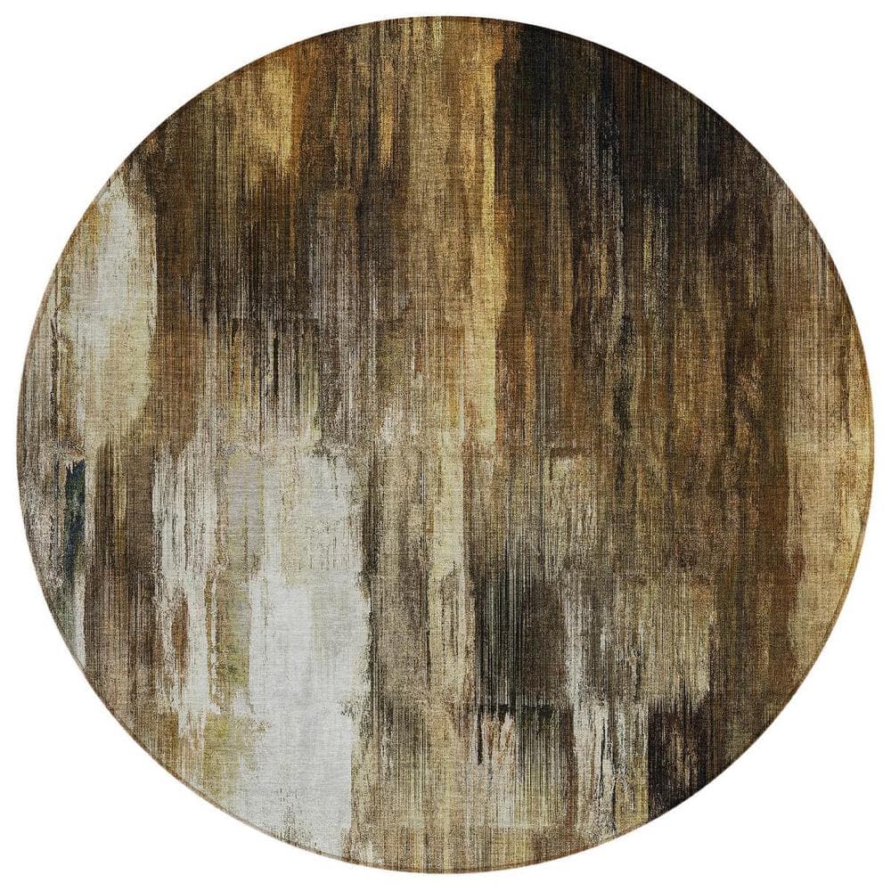 Chocolate 8 ft. Round Woven Abstract Round Indoor/Outdoor Area Rug price history on PriceWatchPro