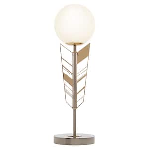 Geralyn 19.5 in. Gold and Silver Metal Novelty Table Lamp with Frosted Globe Shade