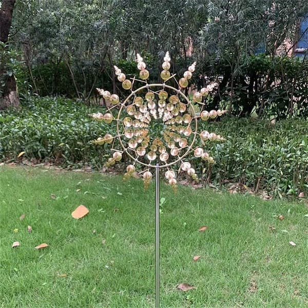 Unbranded 11.81 in. Tall Floral Windmill Stake with Jeweled Kinetic Spinner