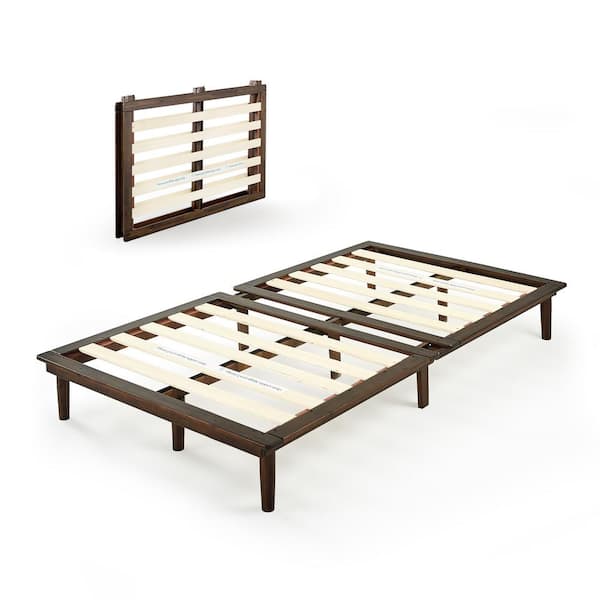 Zinus Bobbie Brown Twin Wood Platform Bed Frame Without Headboard Fpwsba 10t The Home Depot