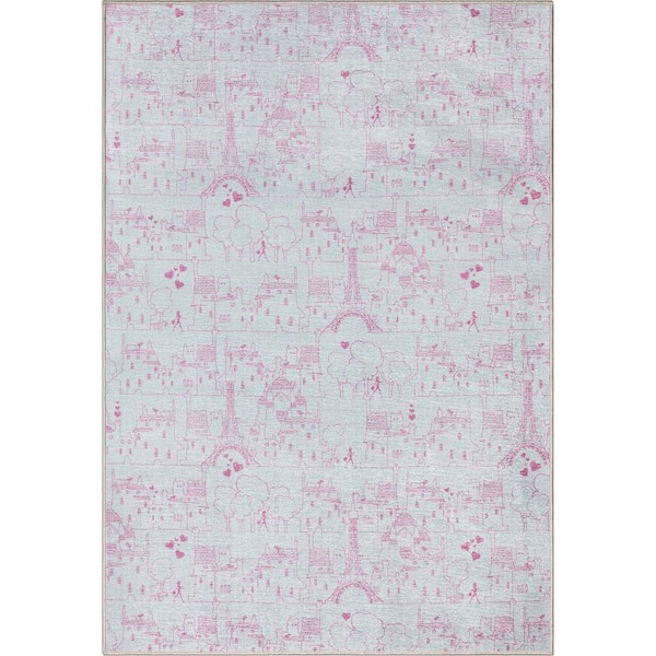 Well Woven Miraculous Ladybug Paris Streets Ivory Pink 5 ft. x 7 ft. Area Rug