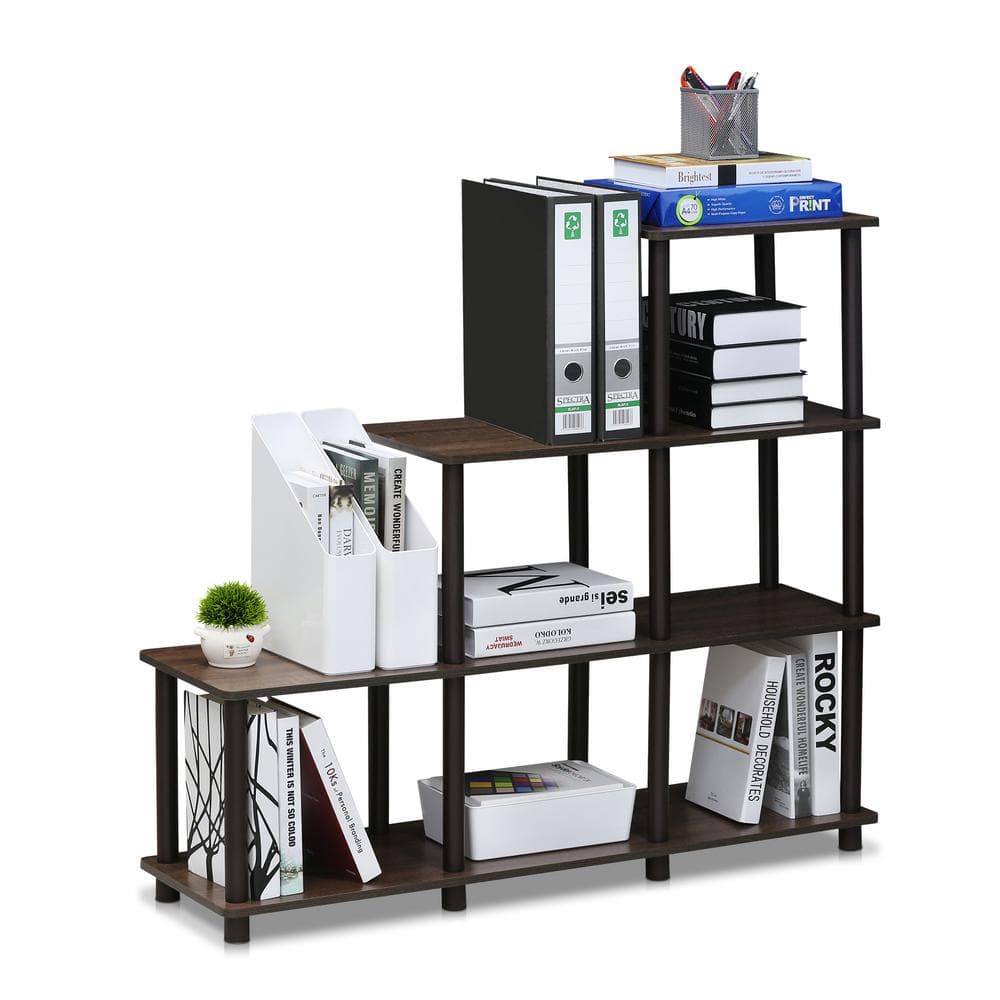 Walnut Brown Adjustable Ladder Wood Shelf