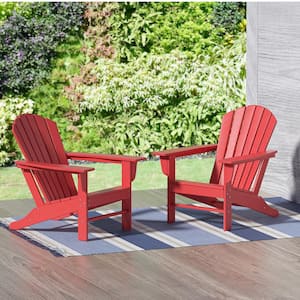 Mason Red Poly Plastic Outdoor Patio Classic Adirondack Chair, Fire Pit Chair (Set of 2)
