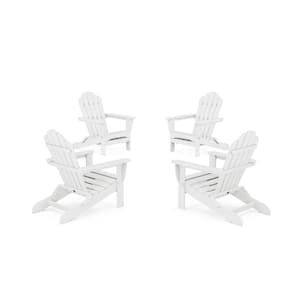 Monterey Bay 4-Piece Plastic Patio Conversation Set in Classic White Folding Adirondack Chair