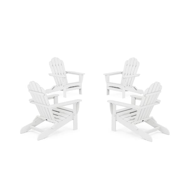 Trex Outdoor Furniture Monterey Bay 4-Piece Plastic Patio Conversation Set in Classic White Folding Adirondack Chair