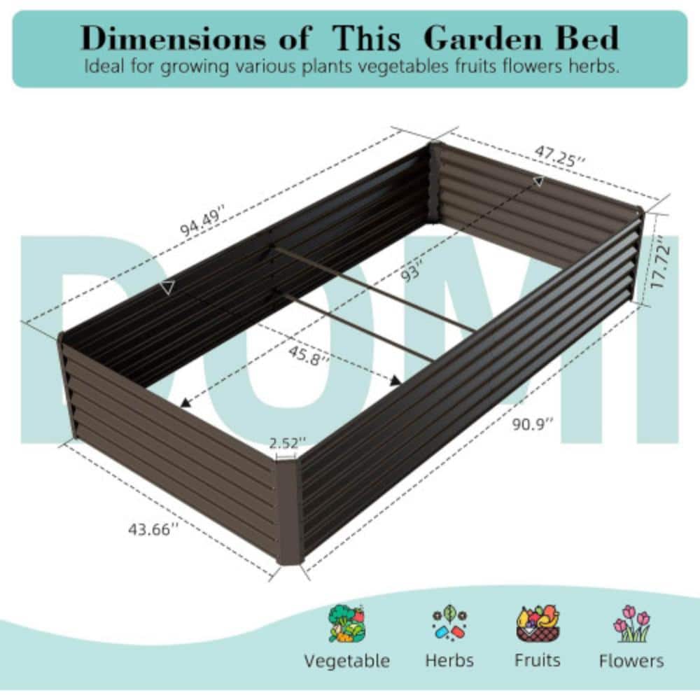 8 ft. x 4 ft. x 1.5 ft. Galvanized Steel Raised Garden Bed, Outdoor Planter Box for Vegetables & Flowers, Brown price history on PriceWatchPro
