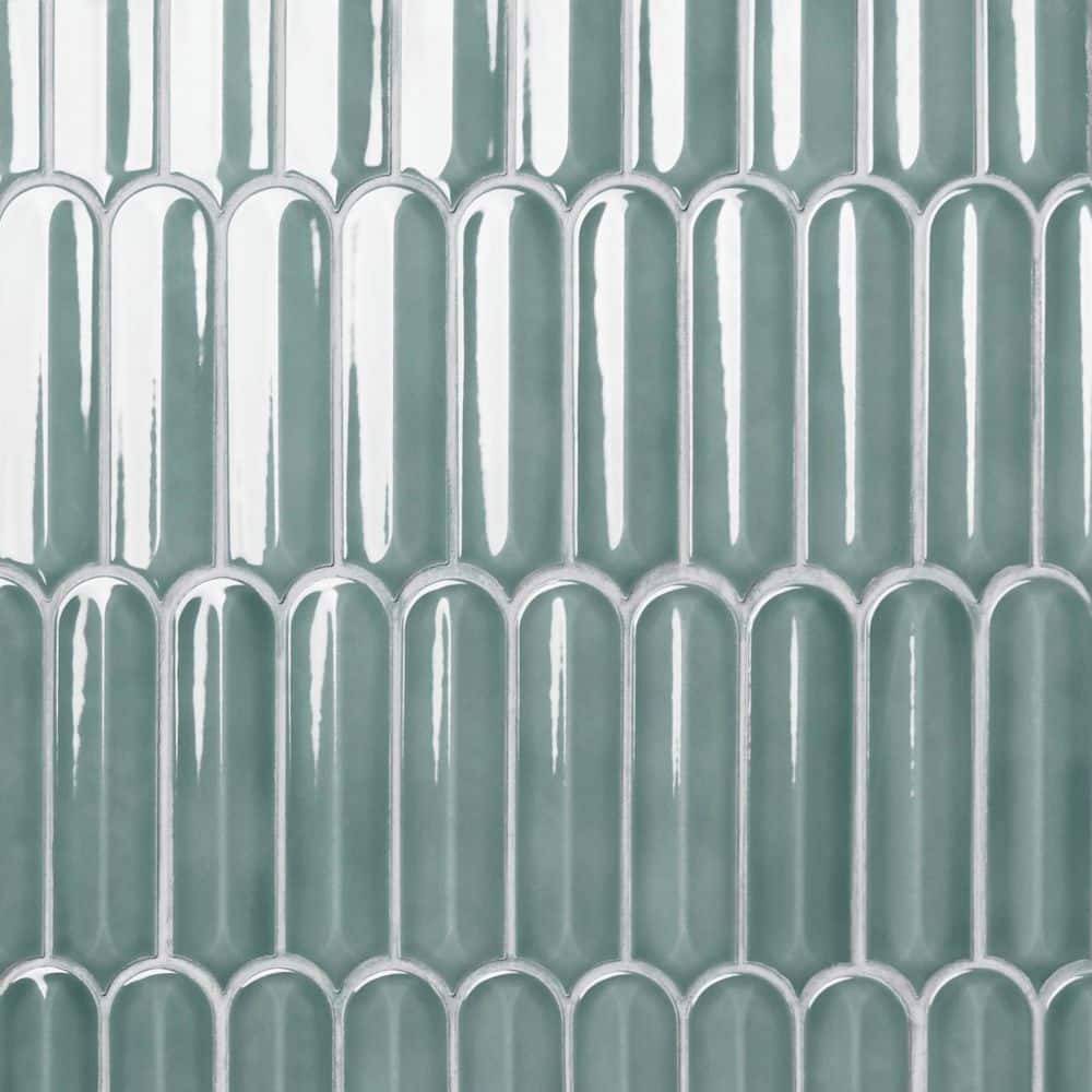 Medley Feather Marine Blue 11.41 in. x 12.87 in. Glossy Ceramic Mosaic Wall Tile (1.01 sq. ft./Each) price history on PriceWatchPro