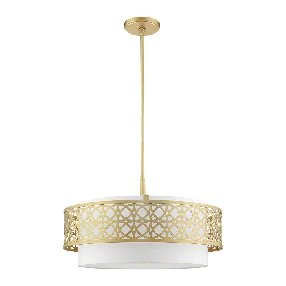 Calinda Soft Gold 5-Light Drum Pendant Chandelier