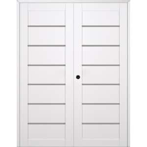 Alba 36 in. x 83,25 in. Right Active 6-Lite Frosted Glass Snow White Wood Composite Double Prehung Interior Door