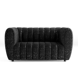 Laura Black 63 in. Boucle Polyester Fabric 2-Seater Glam Loveseat With Pocket Coil Cushions