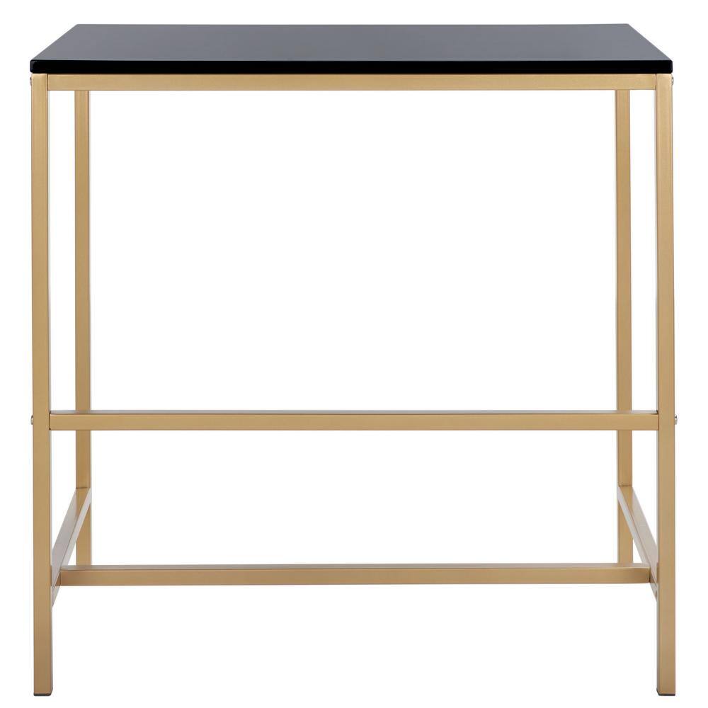 Glossy Black and Gold 34" Scandinavian Writing Desk