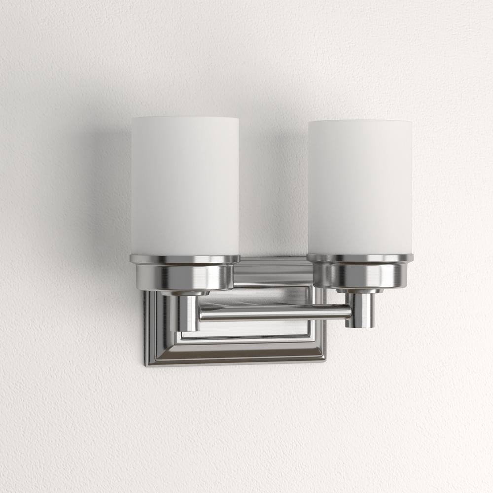 Cade 11.7" Brushed Nickel Vanity Light with Frosted Glass Shades