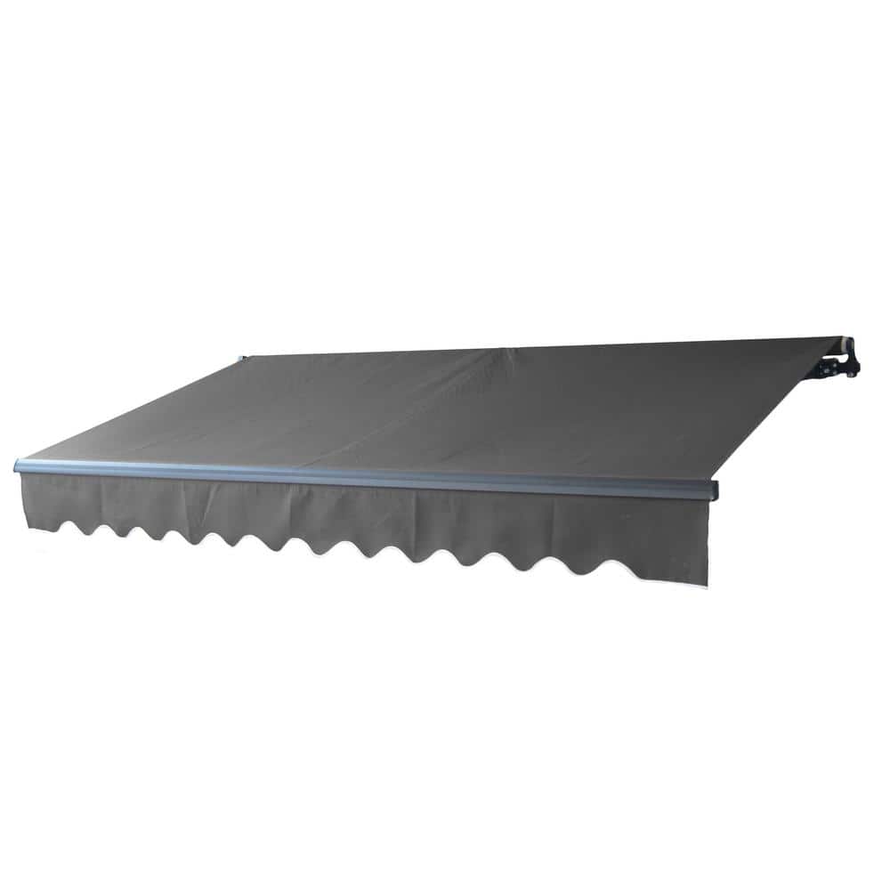 Black Motorized Retractable Patio Awning with Steel Frame