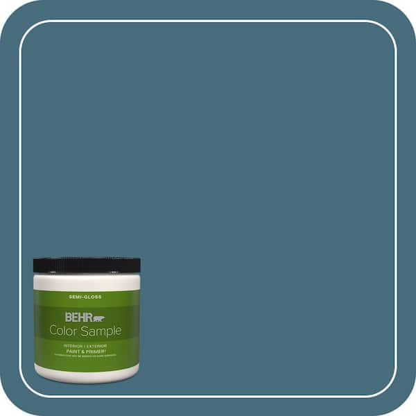 BEHR PREMIUM PLUS 8 oz. #S480-6 Poseidon Semi-Gloss Interior/Exterior Paint & Primer Color Sample