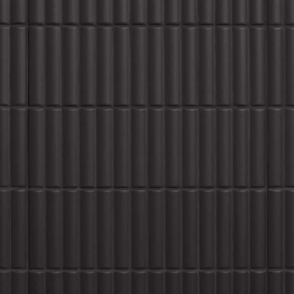 Sway Ribbed Black 3.93 in. x 11.81 in. Matte 3D Ceramic Wall Tile (5.81 sq. ft./ Case)