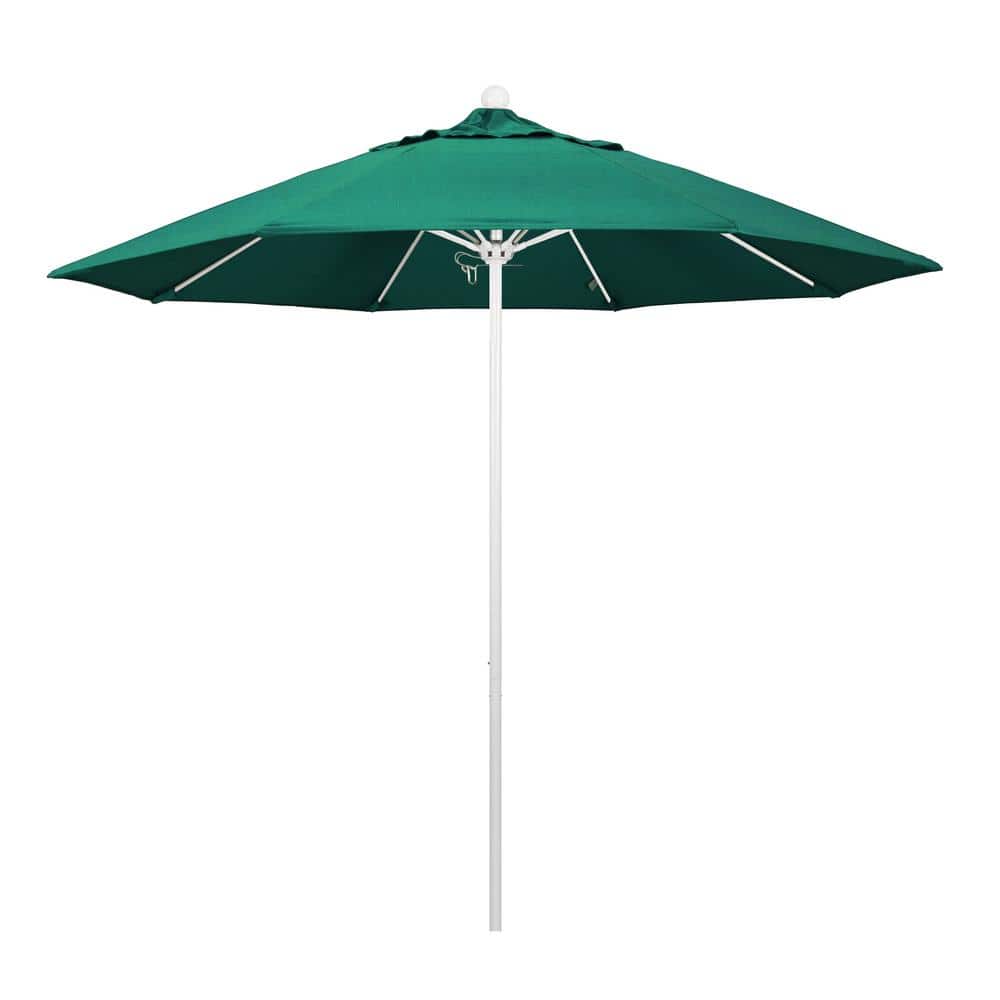 9 ft. White Aluminum Commercial Market Patio Umbrella with Fiberglass Ribs 