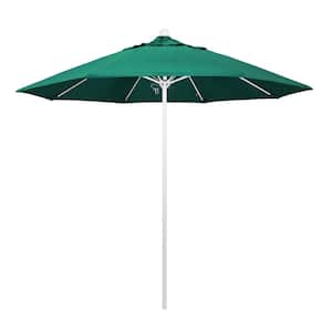 9 ft. White Aluminum Commercial Market Patio Umbrella with Fiberglass Ribs and Push Lift in Spectrum Aztec Sunbrella
