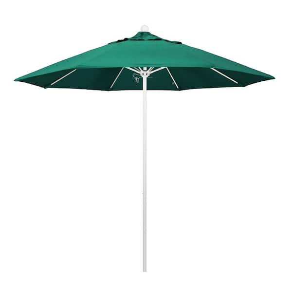 Unbranded 9 ft. White Aluminum Commercial Market Patio Umbrella with Fiberglass Ribs and Push Lift in Spectrum Aztec Sunbrella