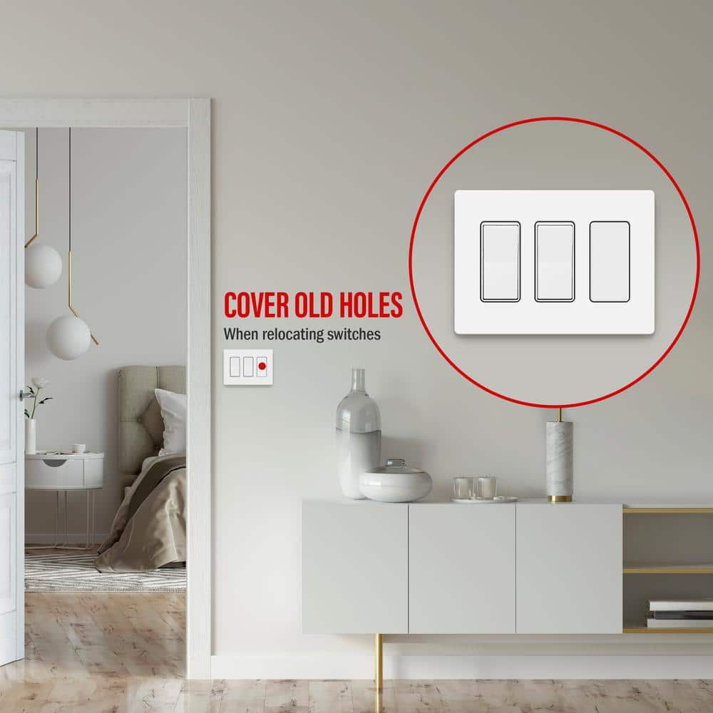White Polycarbonate 1-Gang Standard Wall Plate Set