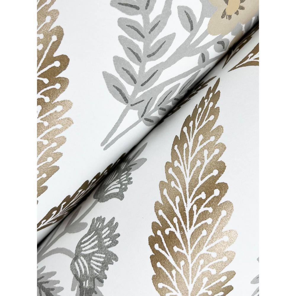 Gold and White Floral Garden Removable Wallpaper