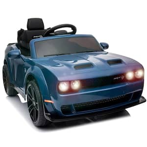 Kids Electric Car 12-Volt Licensed Dodge Challenger Ride on Toy Baby Car Electric Vehicle Battery Powered w/ Remote Blue