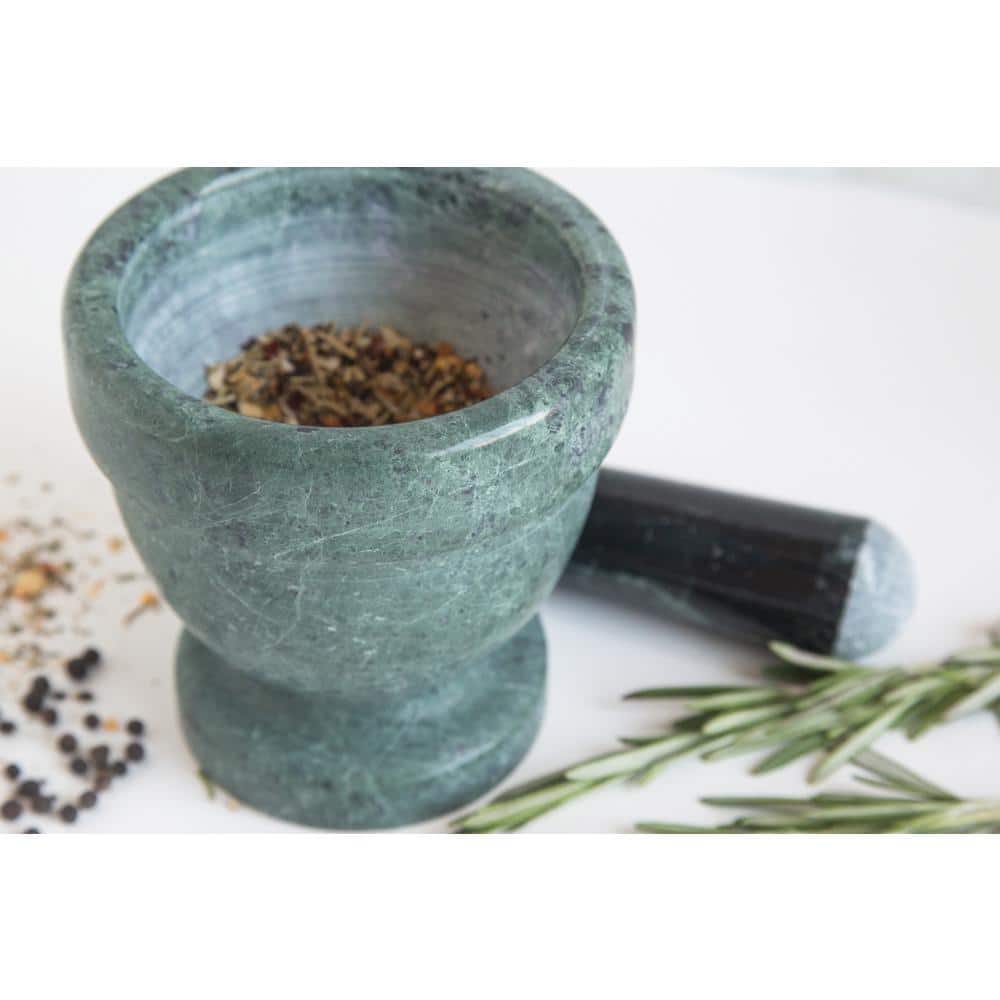 Green Marble 4-Inch Mortar and Pestle Set