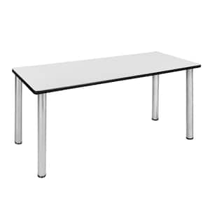 Rumel 66 in. W White and Chrome Training Table Writing Desk