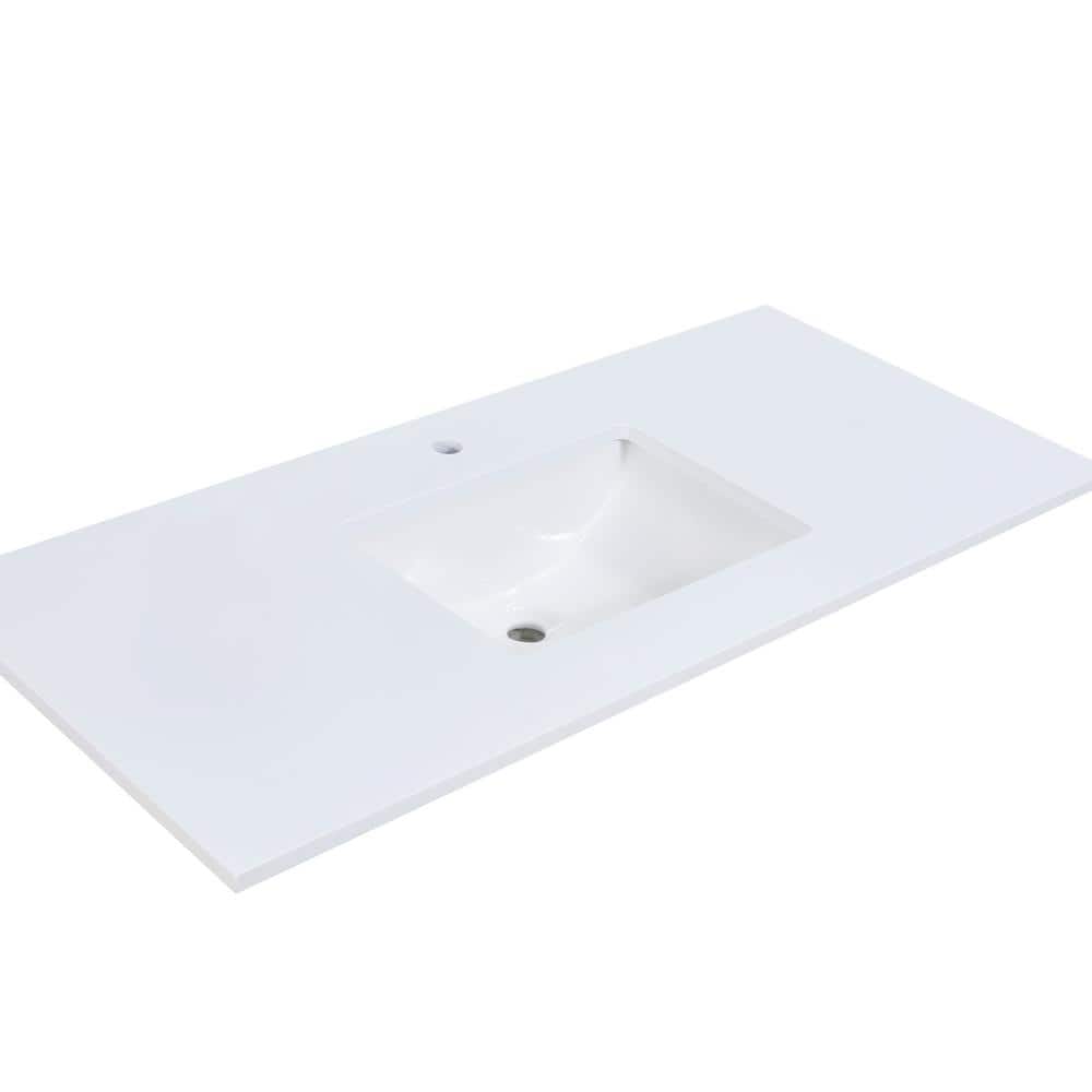 Snow White 49 in. Stone Vanity Top with Integrated Sink