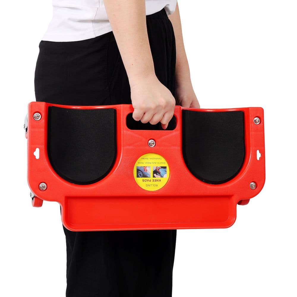 maocao hoom Rolling Knee Creeper Durable Knee Pads with 360° Turn Casters and Tool Tray, for Garage Workshop Garden, Red Y-P365226