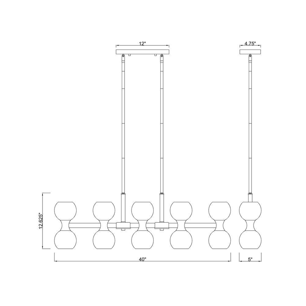 Gold and Opal Glass 10-Light Linear Chandelier