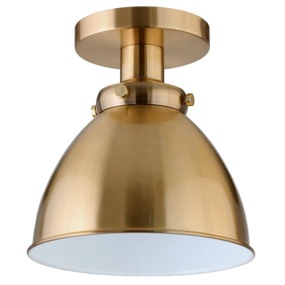 Elegant 8" Brushed Brass Dome Semi-Flush Mount Light