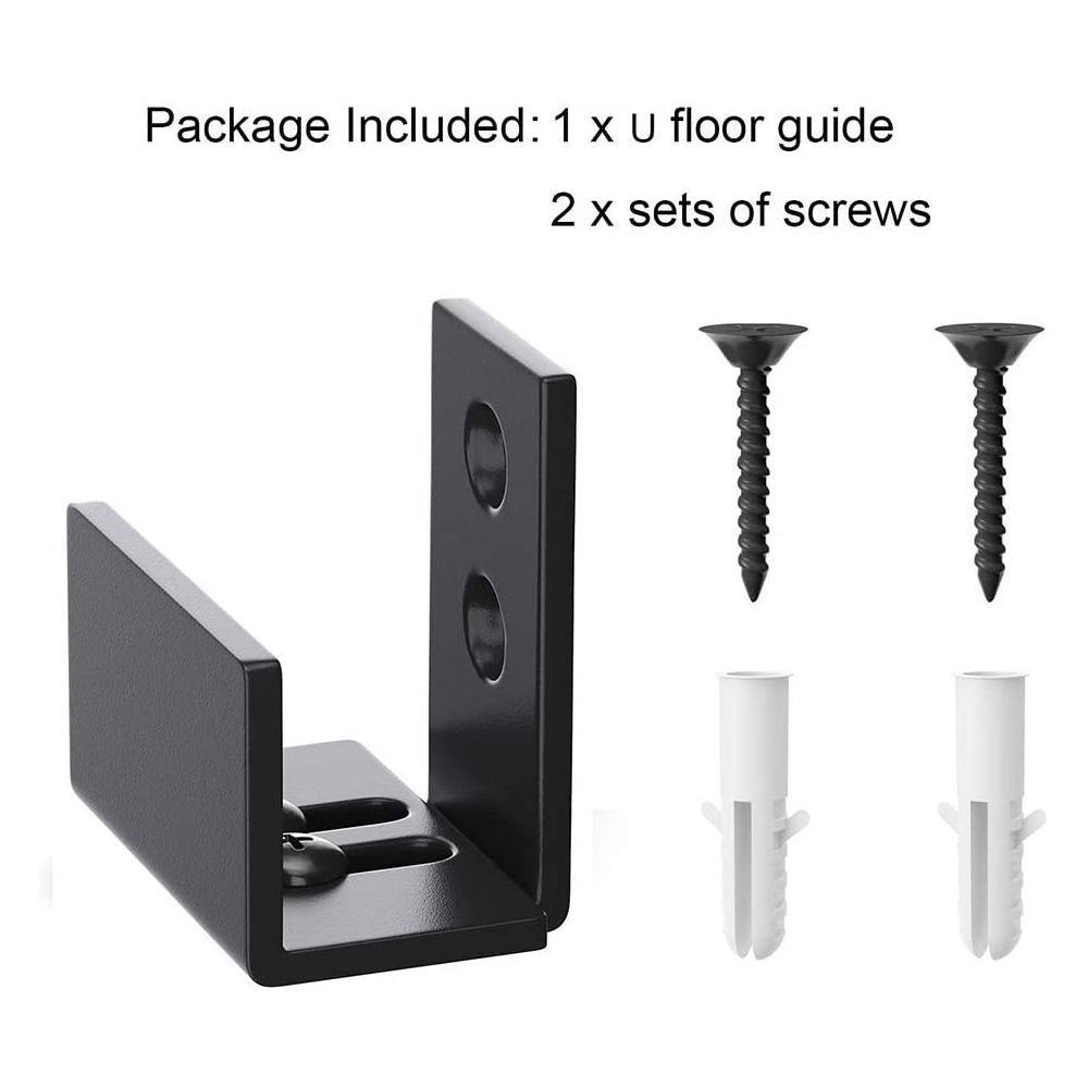 Adjustable Black Steel Wall Mount Sliding Barn Door Floor Guide