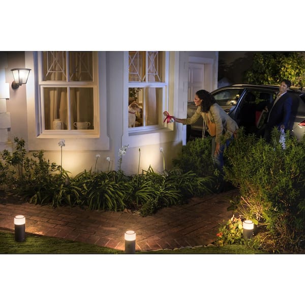 White and Color Ambiance Outdoor LED Calla Black Landscape Smart  Landscape Path Bollard Light Extension