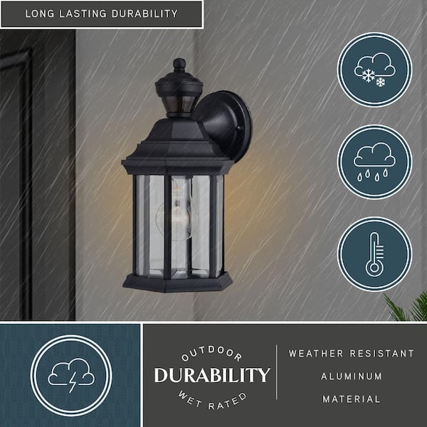 dualux Auburn Aluminum 6.25 in. W 1-Light Black Motion Sensor Dusk