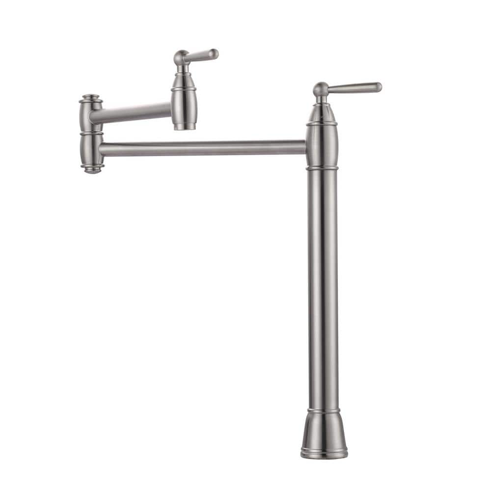 Deck Mount Pot Filler Faucet, Solid Brass Pot Filler with Double Stretchable Joint Swing Arm in Brushed Nickel price history on PriceWatchPro
