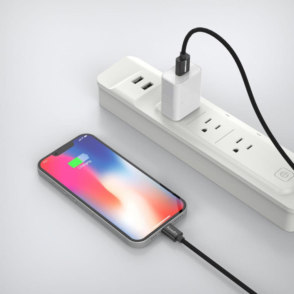 10 ft. Braided Cable Lighting to Standard USB Charging Cable for iPhone and iPads - Thumbnail 2