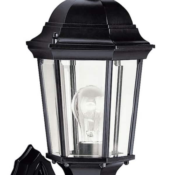 Madison 22.75 in. 1-Light Black Outdoor Hardwired Wall Lantern Sconce with No Bulbs Included (1-Pack)