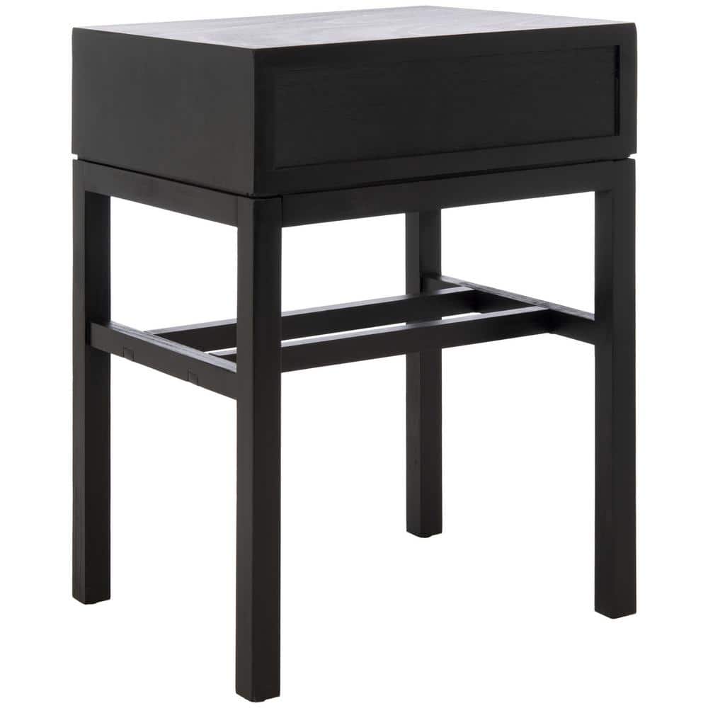 Ajana Black and Greige Wood Metal Accent Table with Storage