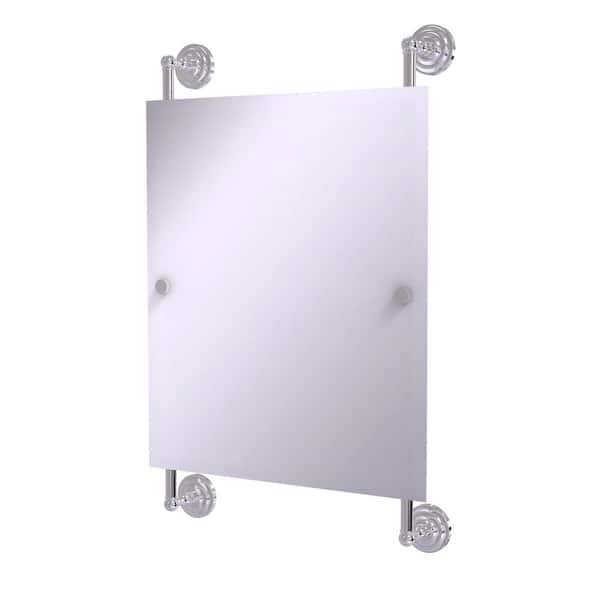 Allied Brass Que New Collection 25 in. x 33 in. Rectangular Frameless Rail Mounted Mirror in Polished Chrome