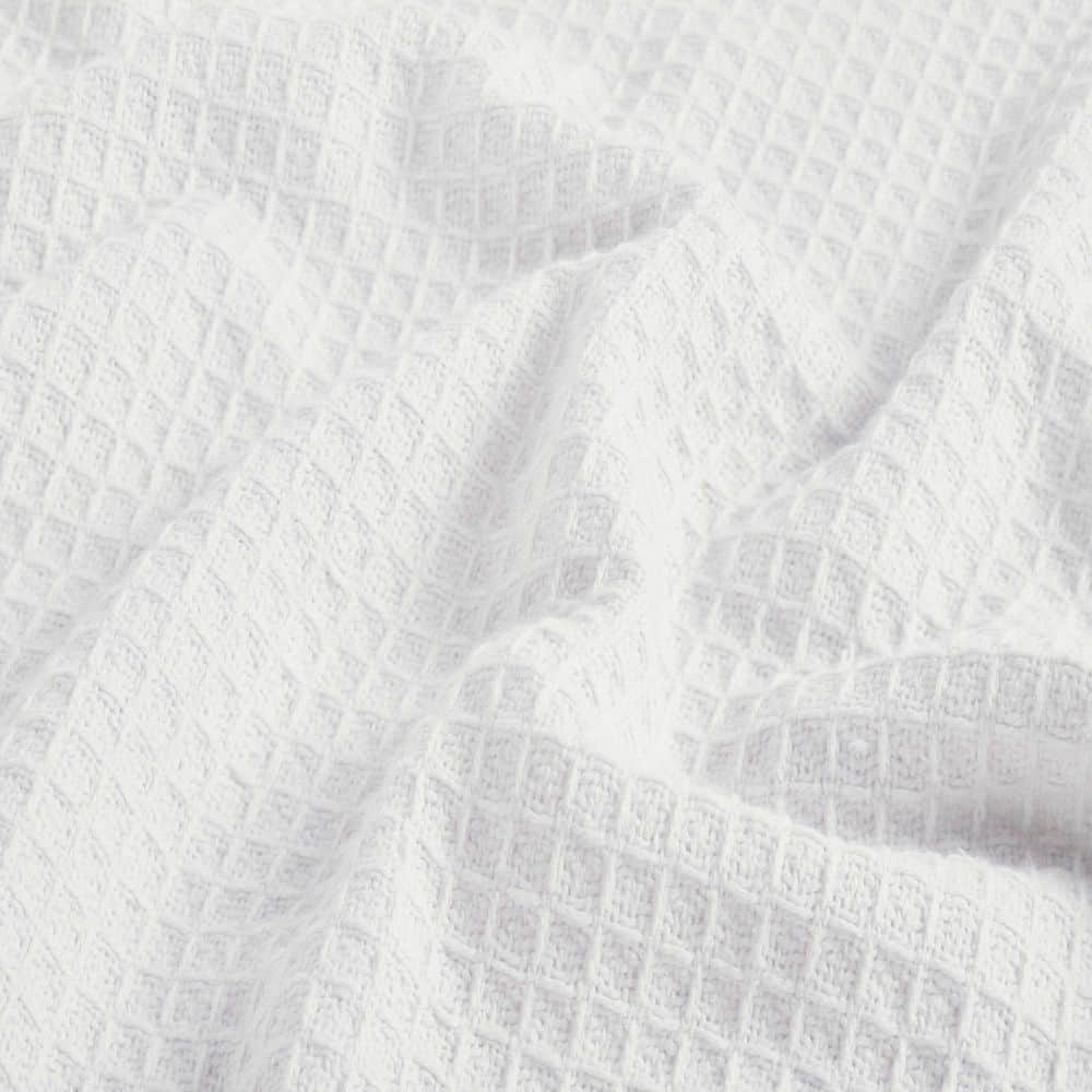 King Size White Cotton Waffle Weave Reversible Blanket