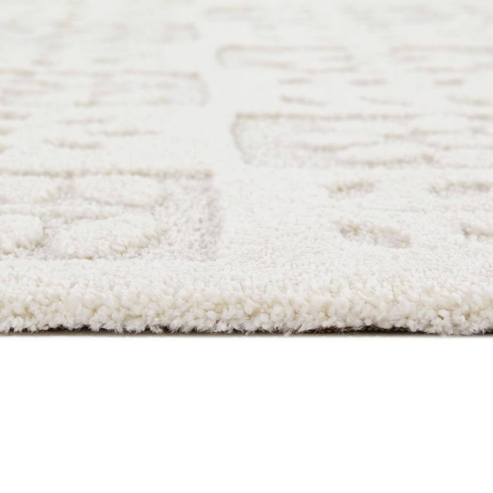 Cream Floral Rectangular Synthetic Easy Care Area Rug